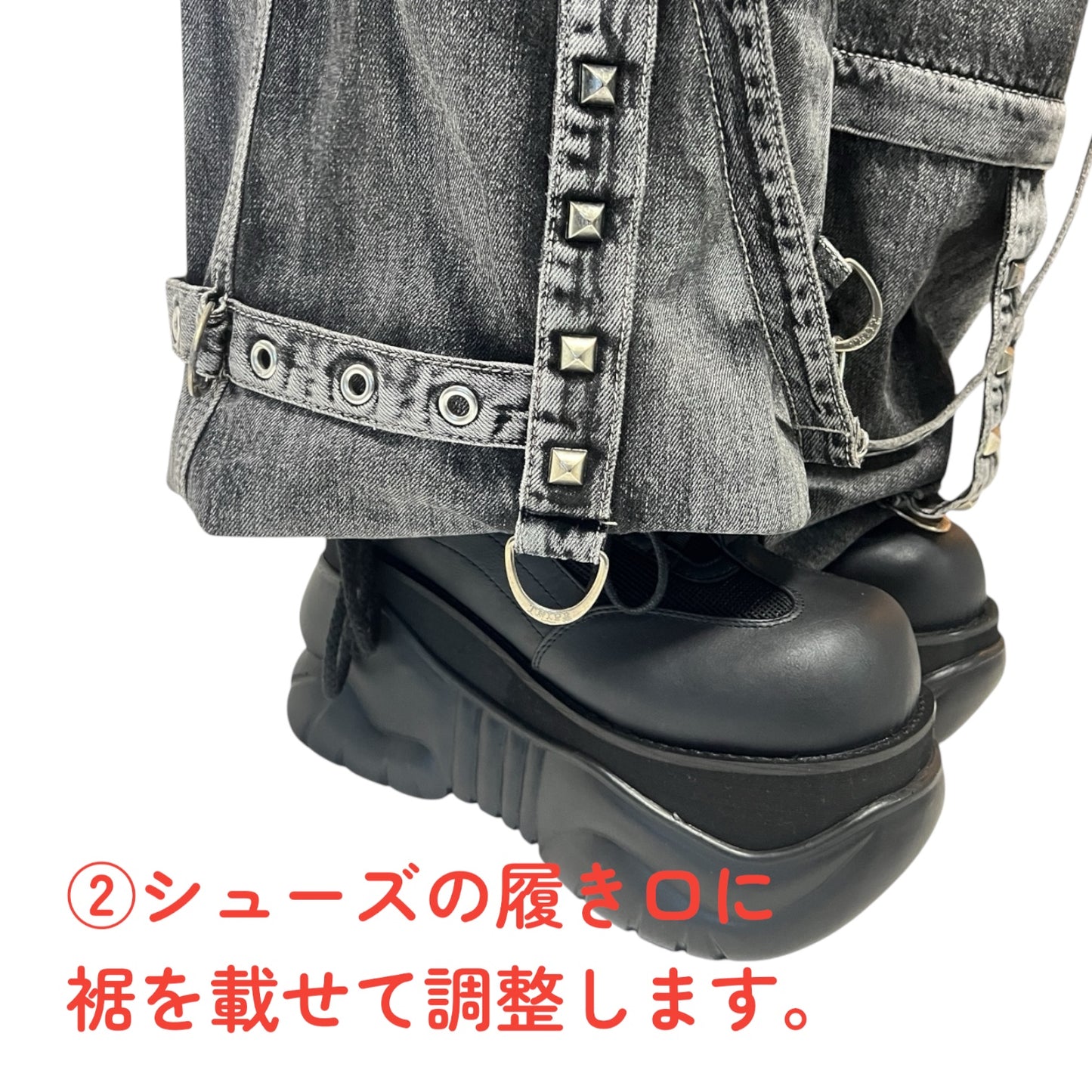 【TRIPP NYC】ワイドカーゴパンツ*X-STRAP PANT FOG WASH BLACK DENIM(JM7144MB)