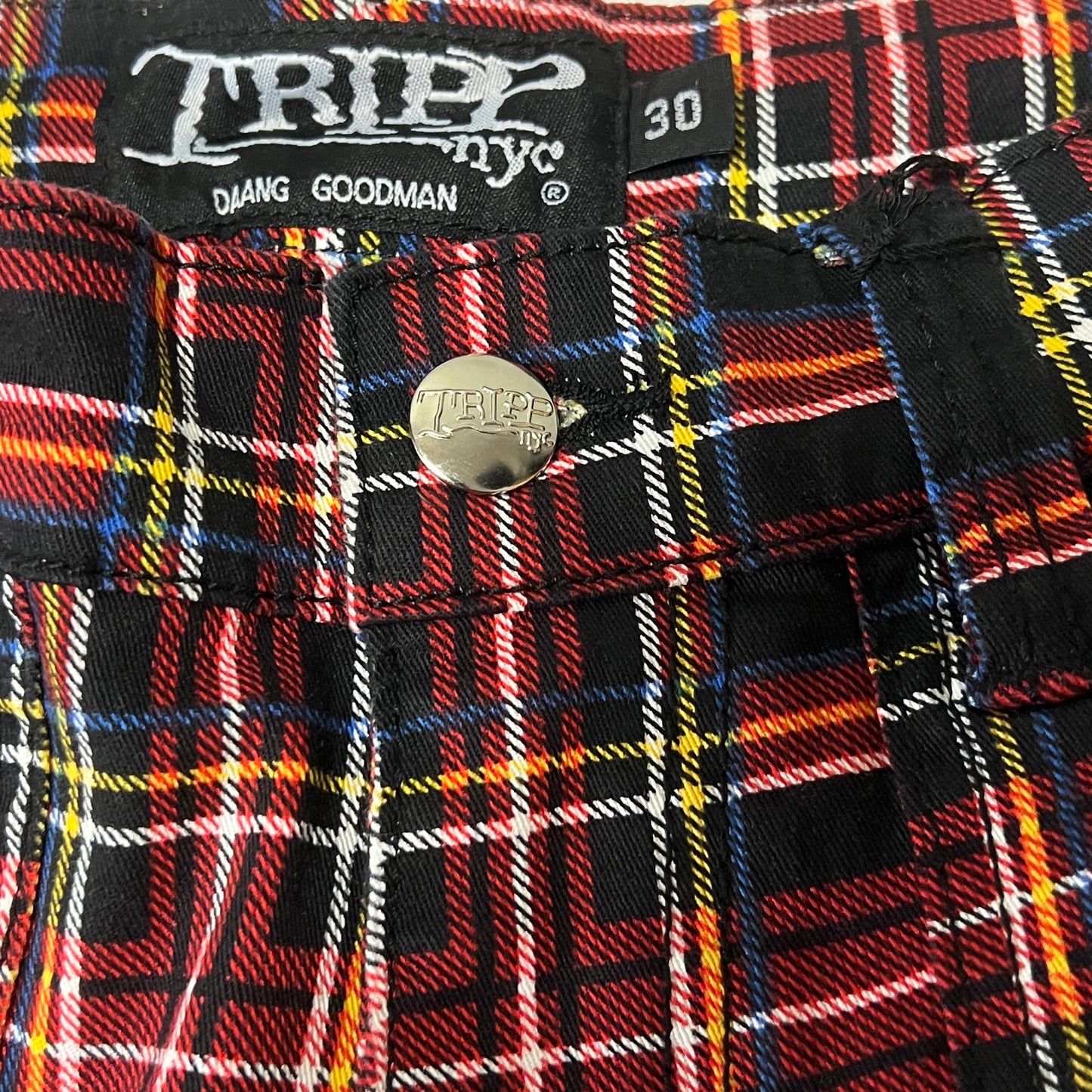 【TRIPP NYC】タータンチェックボンデージパンツ*CLASSIC SLIM LEG BONDAGE PANT BLACK PLAID(IS674MP)