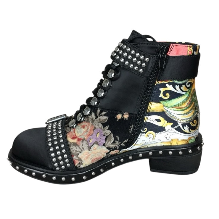 【JEFFREY CAMPBELL】コラージュ風レースアップブーツ-35(22.5-23cm)*FJF3978