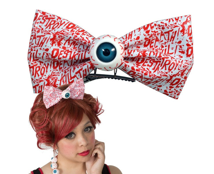 Eyeball BIG Bow Hair Slide