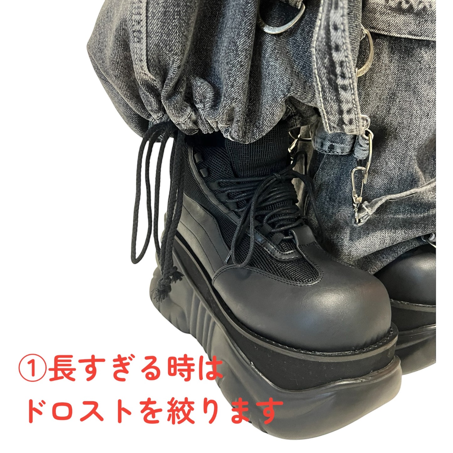 【TRIPP NYC】ワイドカーゴパンツ*X-STRAP PANT FOG WASH BLACK DENIM(JM7144MB)
