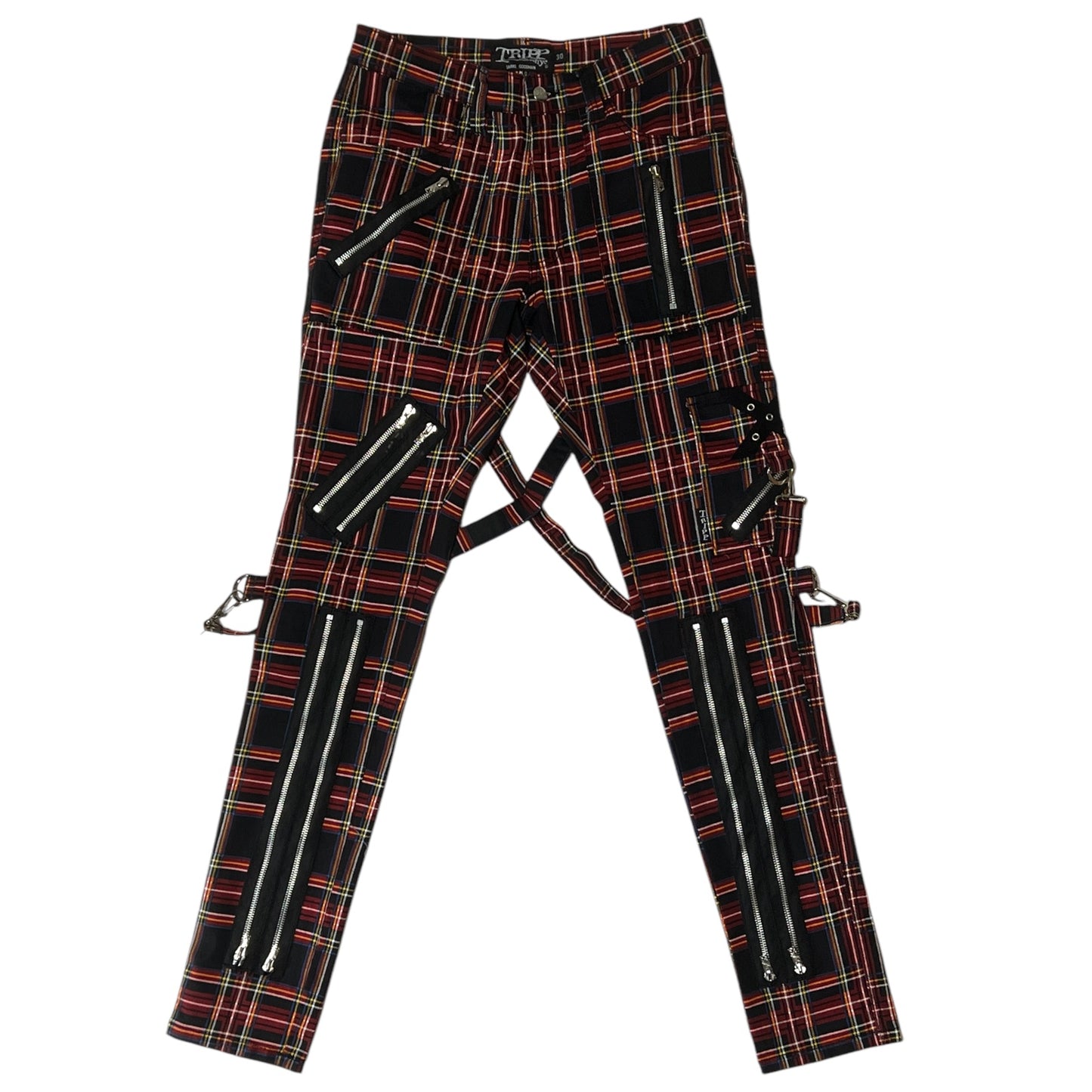 【TRIPP NYC】タータンチェックボンデージパンツ*CLASSIC SLIM LEG BONDAGE PANT BLACK PLAID(IS674MP)