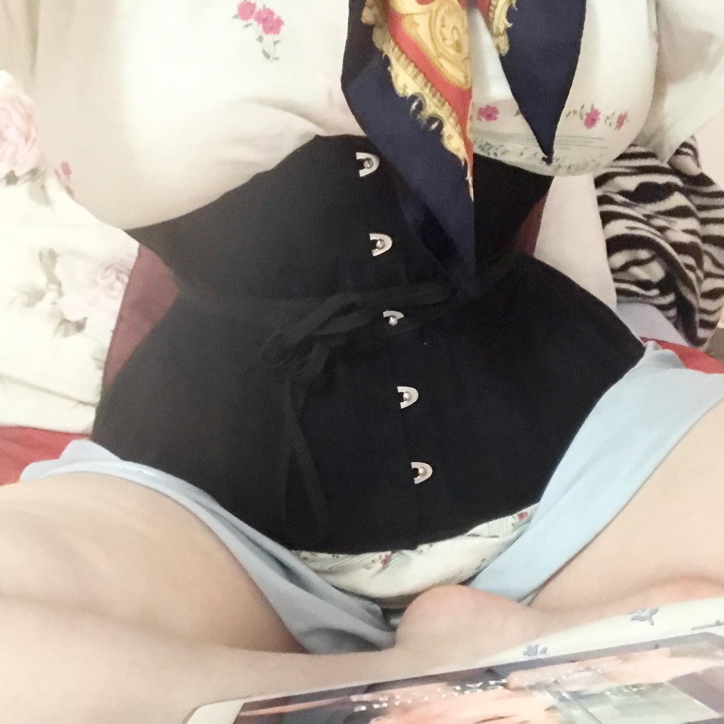 【RESTYLE】CU7 ブラックコットン 砂時計型アンダーバストコルセット【取寄】