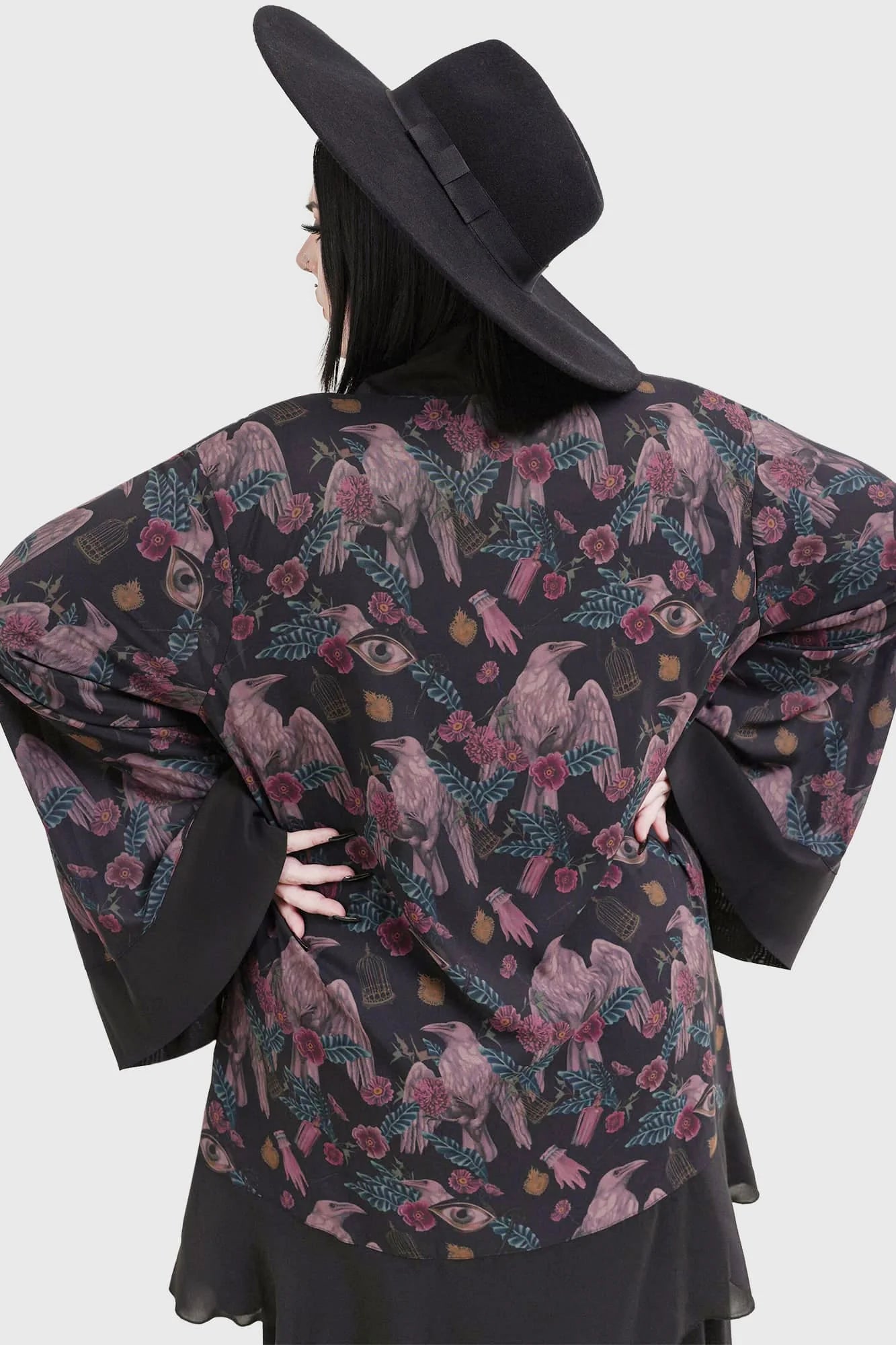 【KILL STAR】CORAX KIMONO*コラージュプリント着物風前開きカーディガン
