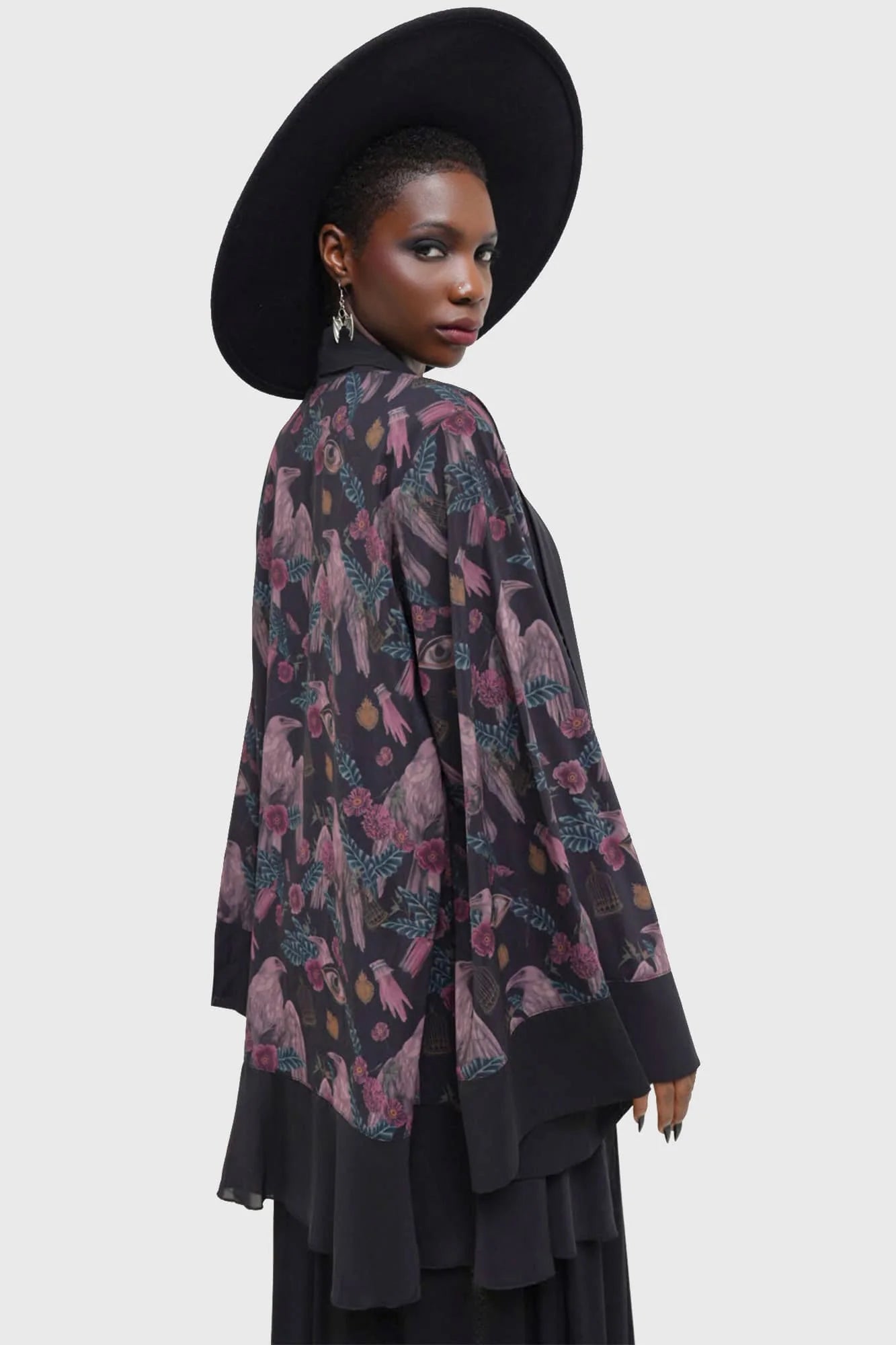 【KILL STAR】CORAX KIMONO*コラージュプリント着物風前開きカーディガン