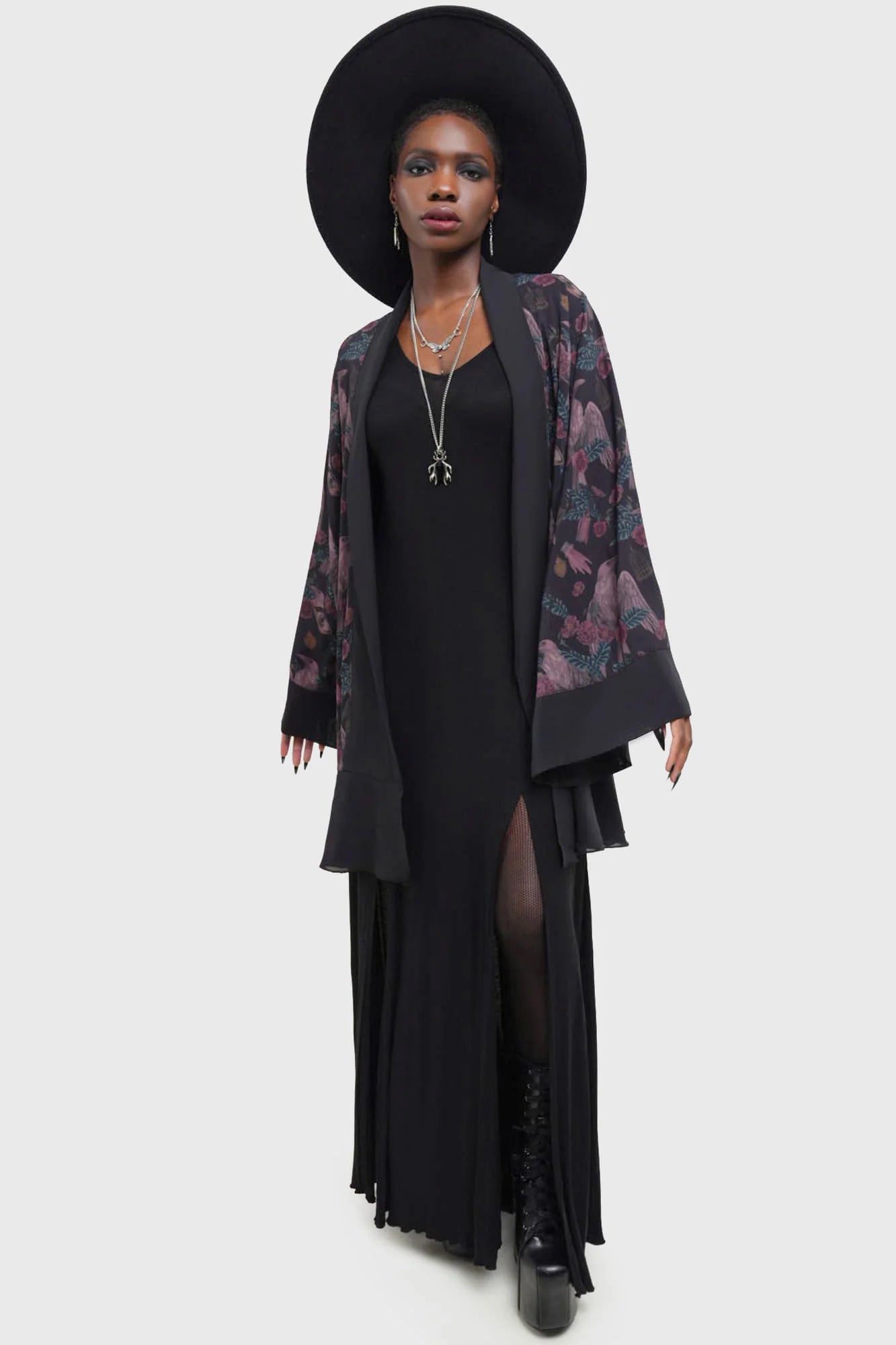 【KILL STAR】CORAX KIMONO*コラージュプリント着物風前開きカーディガン