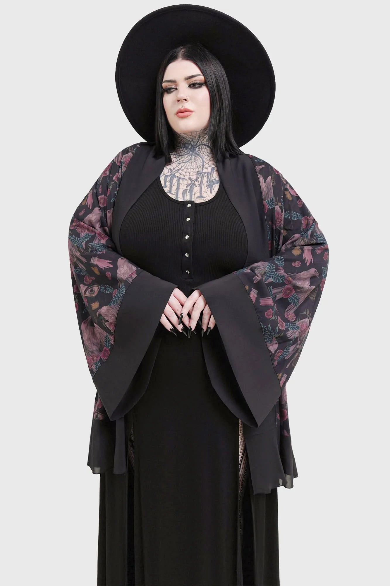 【KILL STAR】CORAX KIMONO*コラージュプリント着物風前開きカーディガン