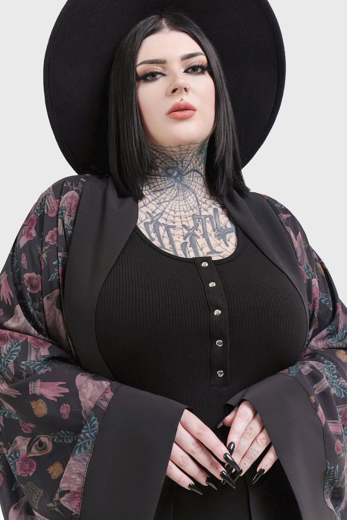 【KILL STAR】CORAX KIMONO*コラージュプリント着物風前開きカーディガン