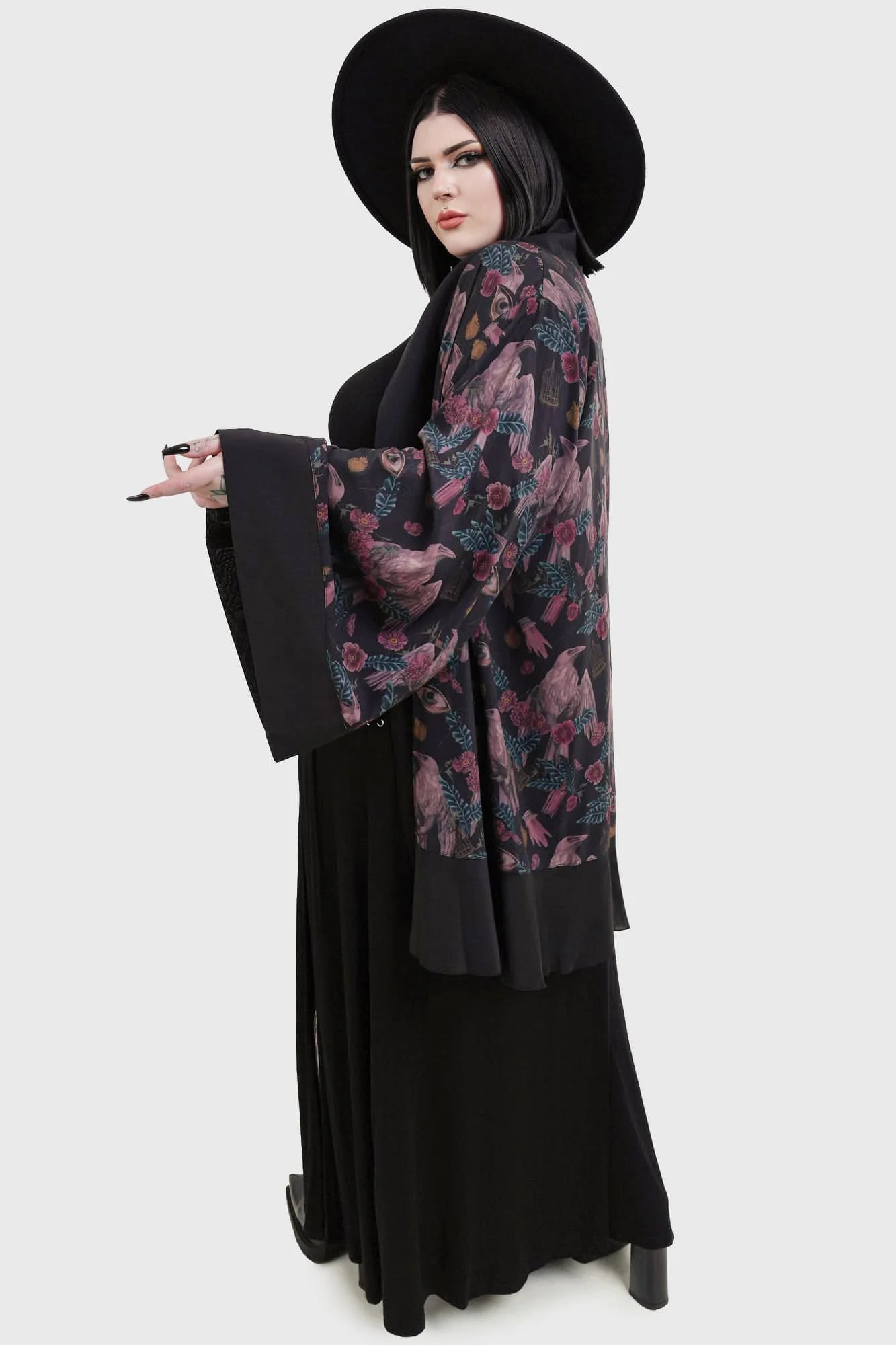 【KILL STAR】CORAX KIMONO*コラージュプリント着物風前開きカーディガン