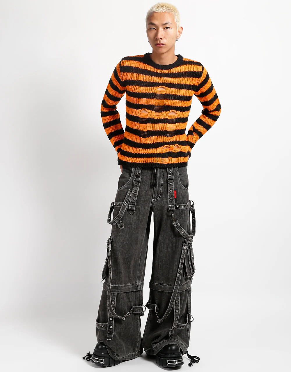 【TRIPP NYC】ワイドカーゴパンツ*DENIM STRAP PANT BLACK(JM7117M)