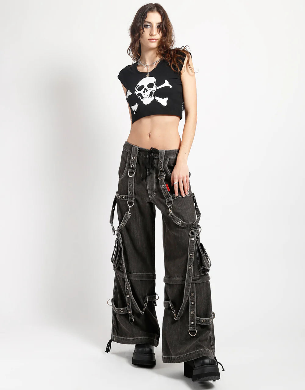 【TRIPP NYC】ワイドカーゴパンツ*DENIM STRAP PANT BLACK(JM7117M)