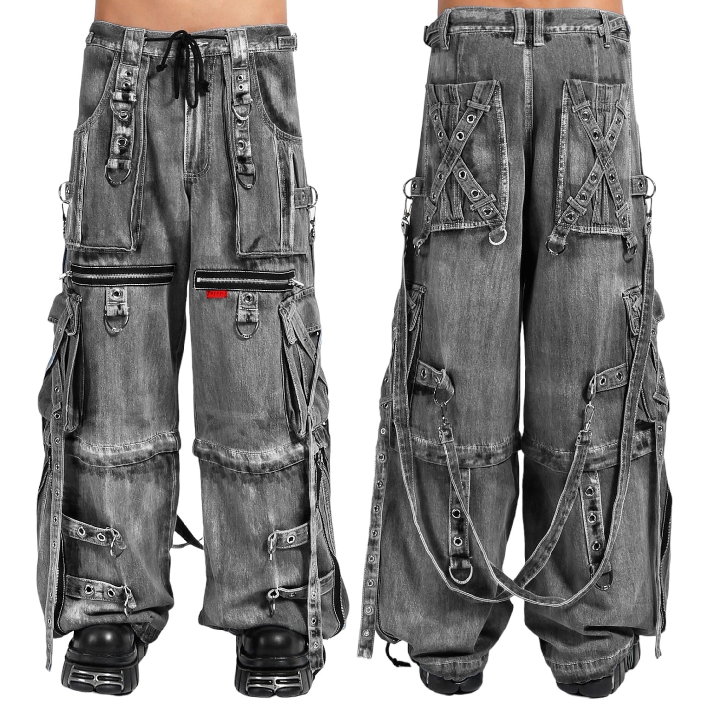 【TRIPP NYC】ワイドカーゴパンツ*X-STRAP PANT FOG WASH BLACK DENIM(JM7144MB)