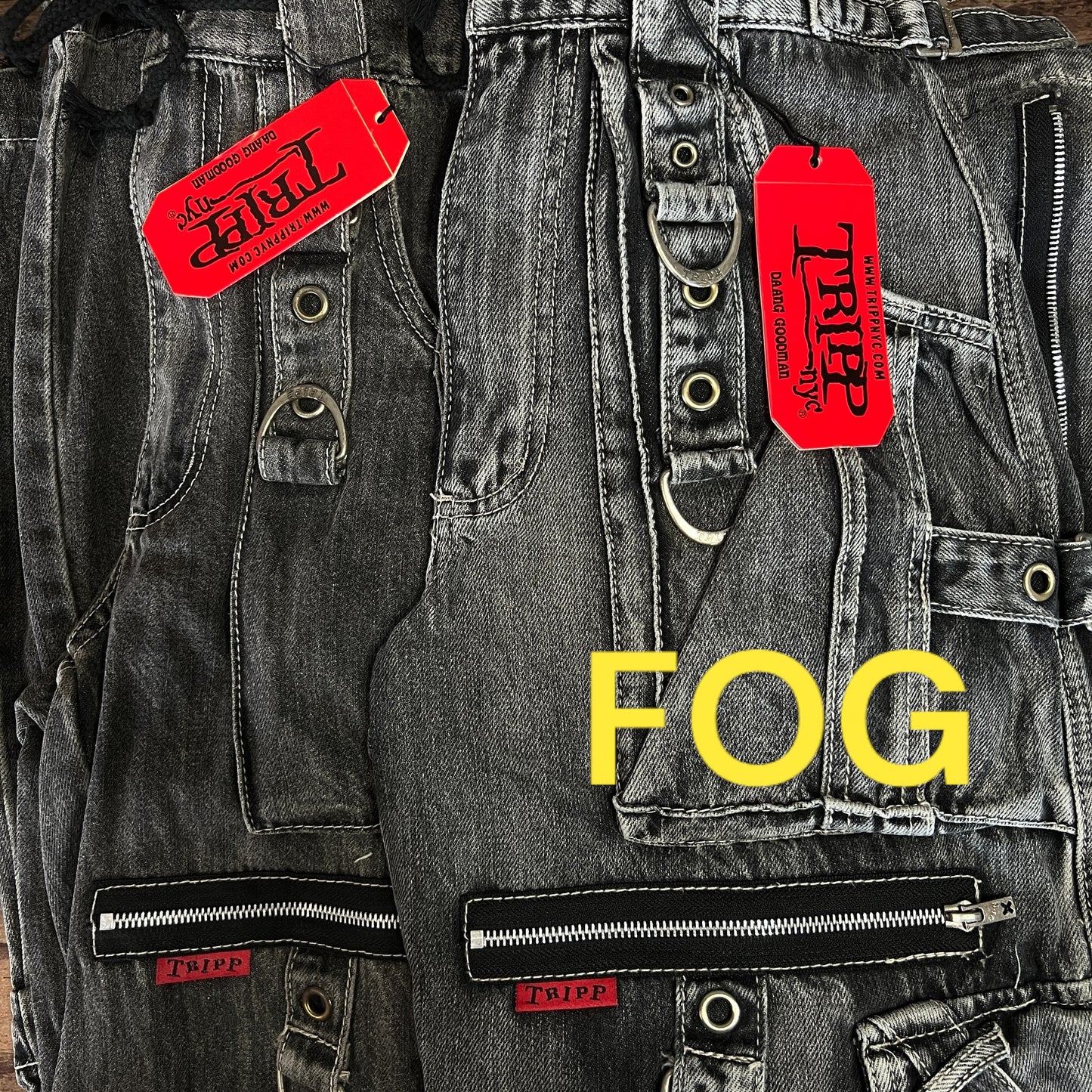 【TRIPP NYC】ワイドカーゴパンツ*X-STRAP PANT FOG WASH BLACK DENIM(JM7144MB)
