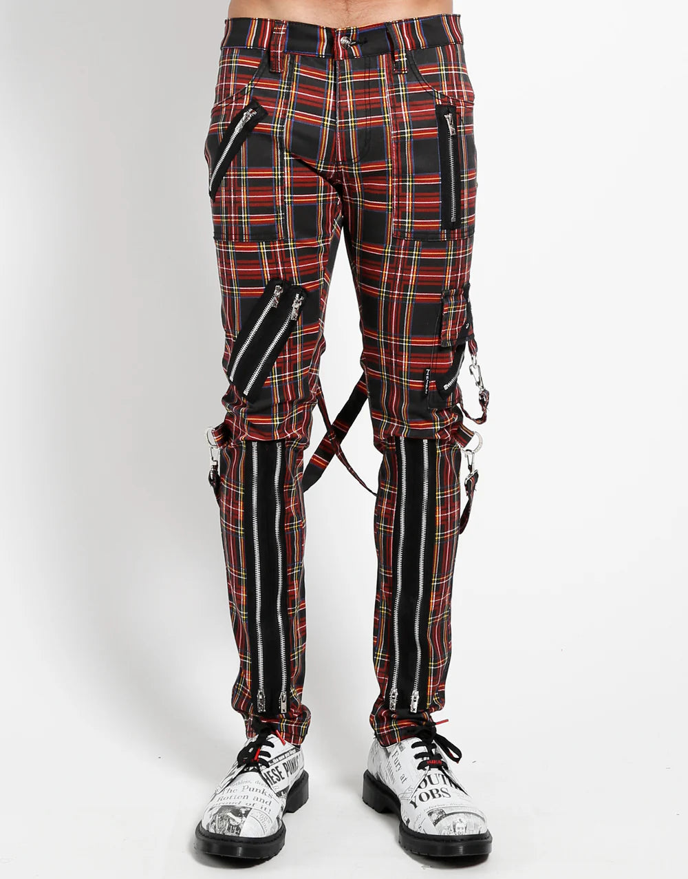 【TRIPP NYC】タータンチェックボンデージパンツ*CLASSIC SLIM LEG BONDAGE PANT BLACK PLAID(IS674MP)