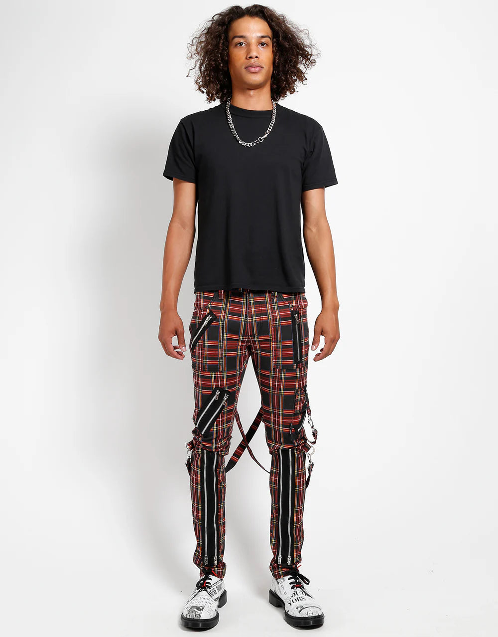 【TRIPP NYC】タータンチェックボンデージパンツ*CLASSIC SLIM LEG BONDAGE PANT BLACK PLAID(IS674MP)