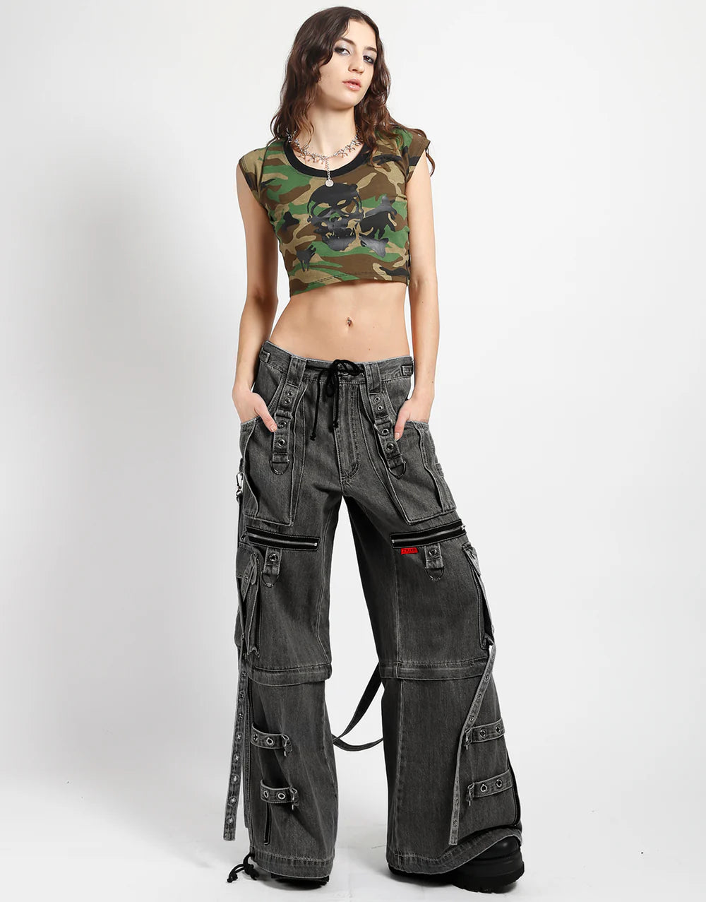 【TRIPP NYC】ワイドカーゴパンツ*X-STRAP PANT BLACK DENIM(JM7144M)
