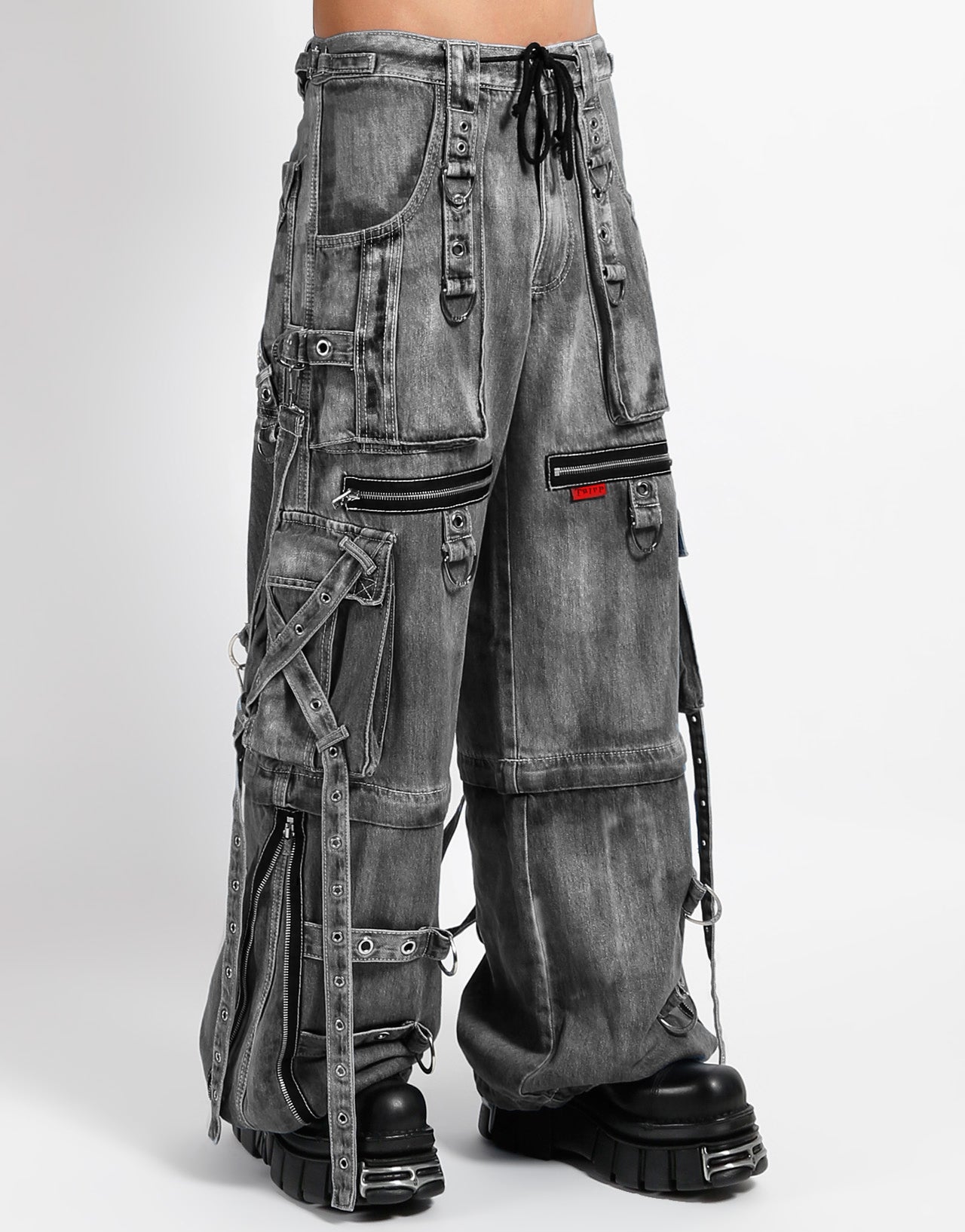 【TRIPP NYC】ワイドカーゴパンツ*X-STRAP PANT FOG WASH BLACK DENIM(JM7144MB)