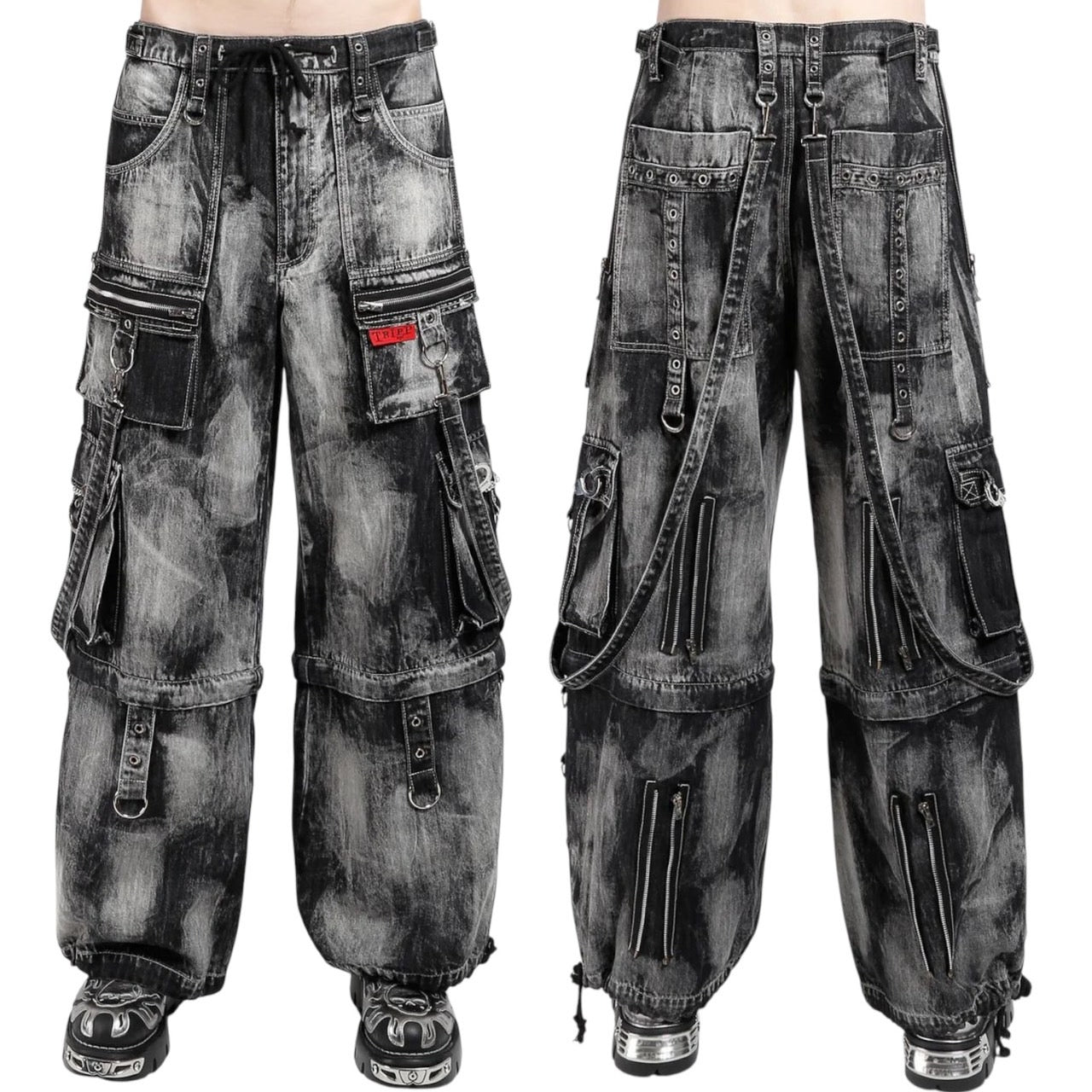 【TRIPP NYC】ワイドカーゴパンツ*ZIP LOCK PANT CLOUD WASH BLACK DENIM(JM896MB)