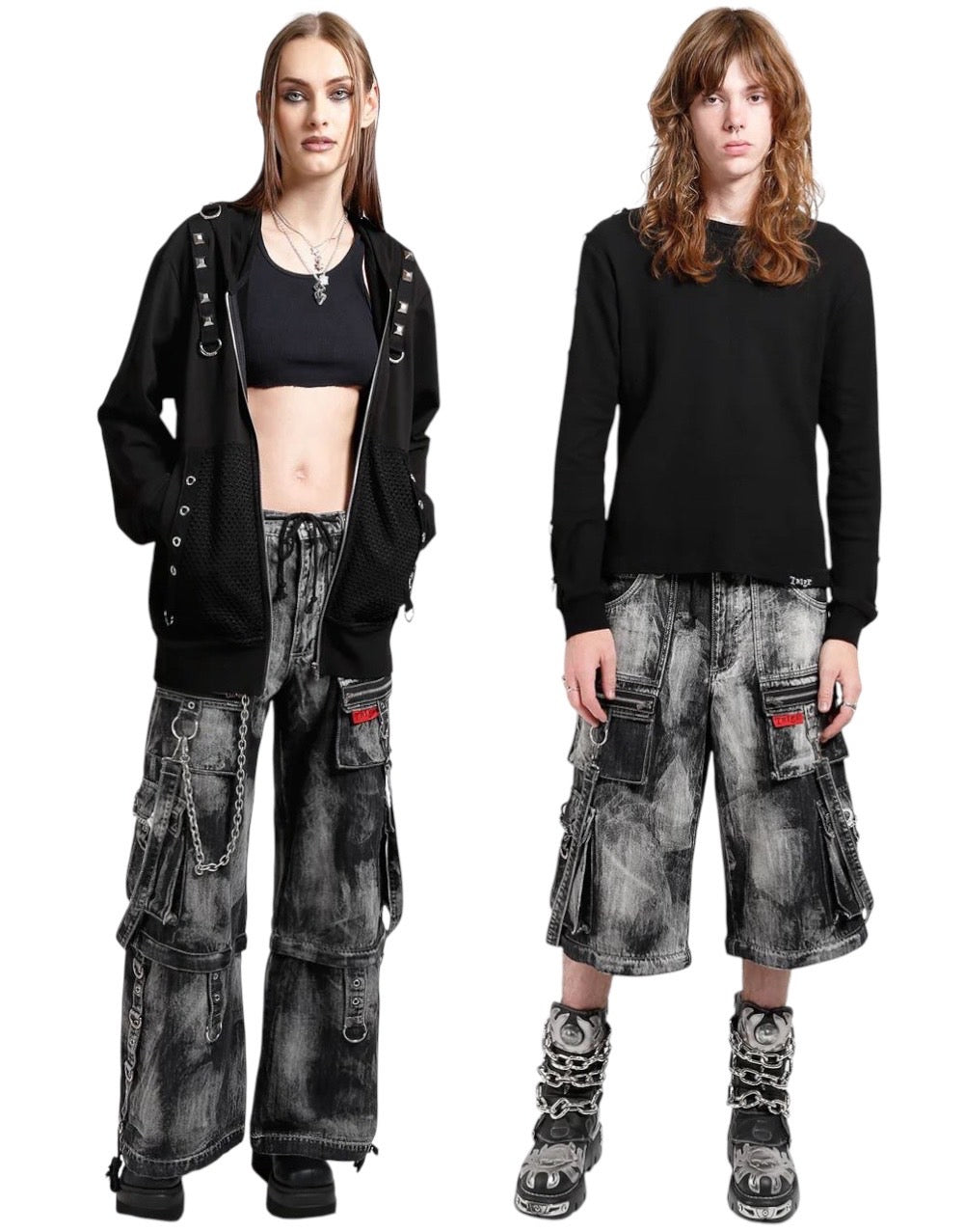 【TRIPP NYC】ワイドカーゴパンツ*ZIP LOCK PANT CLOUD WASH BLACK DENIM(JM896MB)