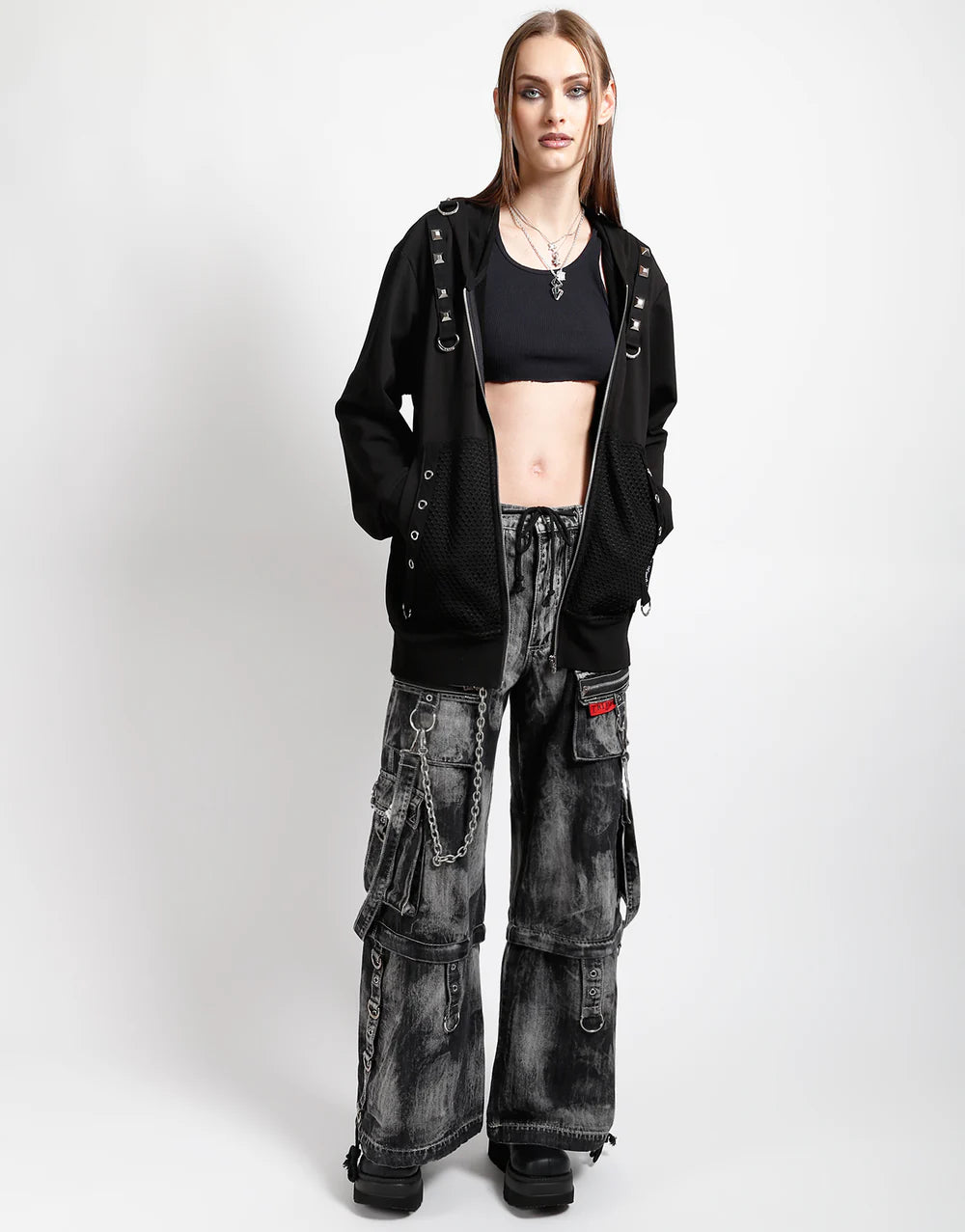 【TRIPP NYC】ワイドカーゴパンツ*ZIP LOCK PANT CLOUD WASH BLACK DENIM(JM896MB)