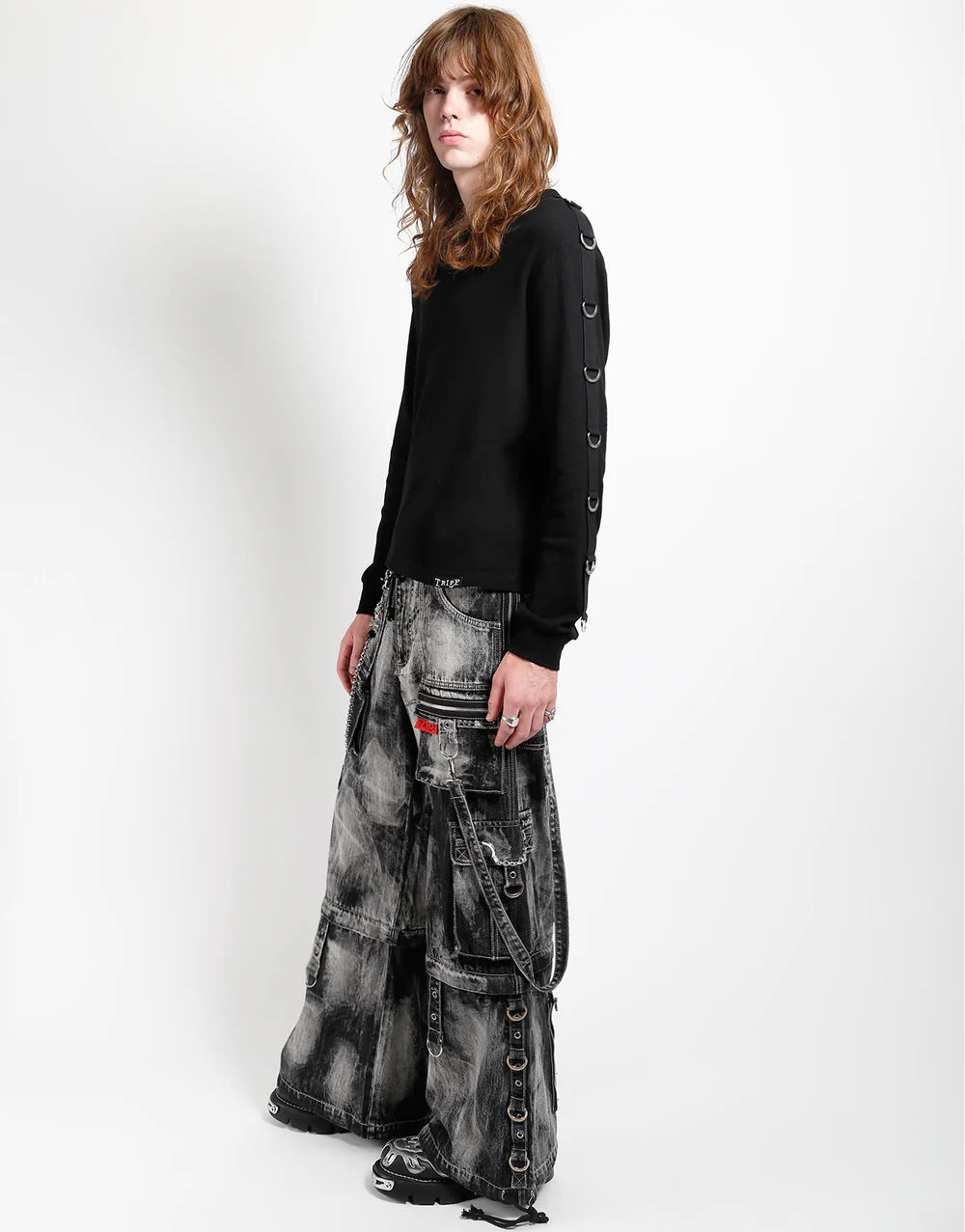 【TRIPP NYC】ワイドカーゴパンツ*ZIP LOCK PANT CLOUD WASH BLACK DENIM(JM896MB)