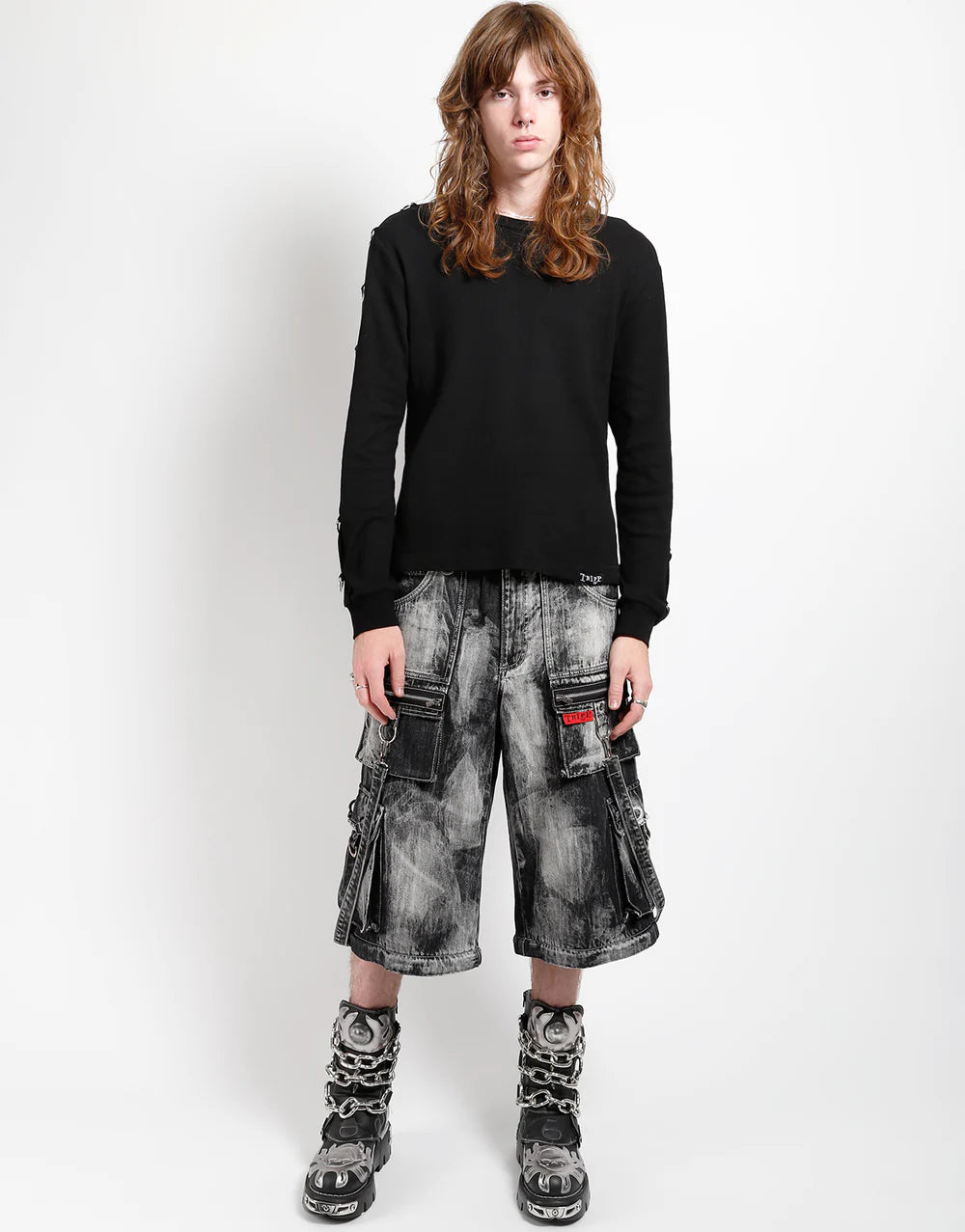 【TRIPP NYC】ワイドカーゴパンツ*ZIP LOCK PANT CLOUD WASH BLACK DENIM(JM896MB)