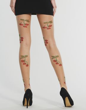 【Jonathan Aston】ジョナサンアストンCherries Tights(nude)チェリーパターン 柄タイツ・ストッキング