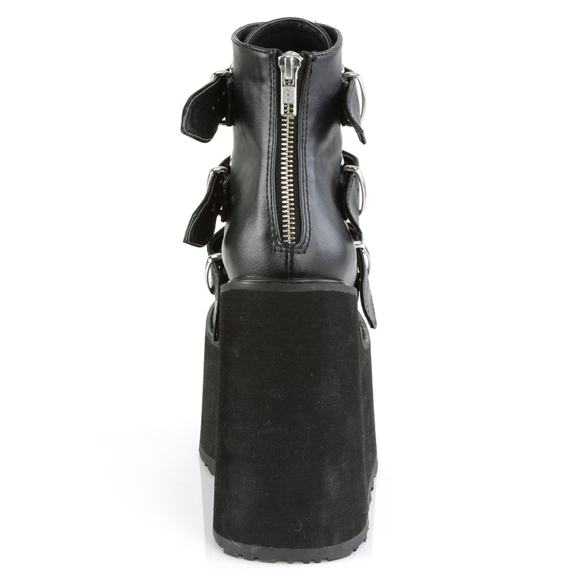 【DEMONIA】3段メタルバックル厚底アンクルブーツ-US7(23.5-24cm)