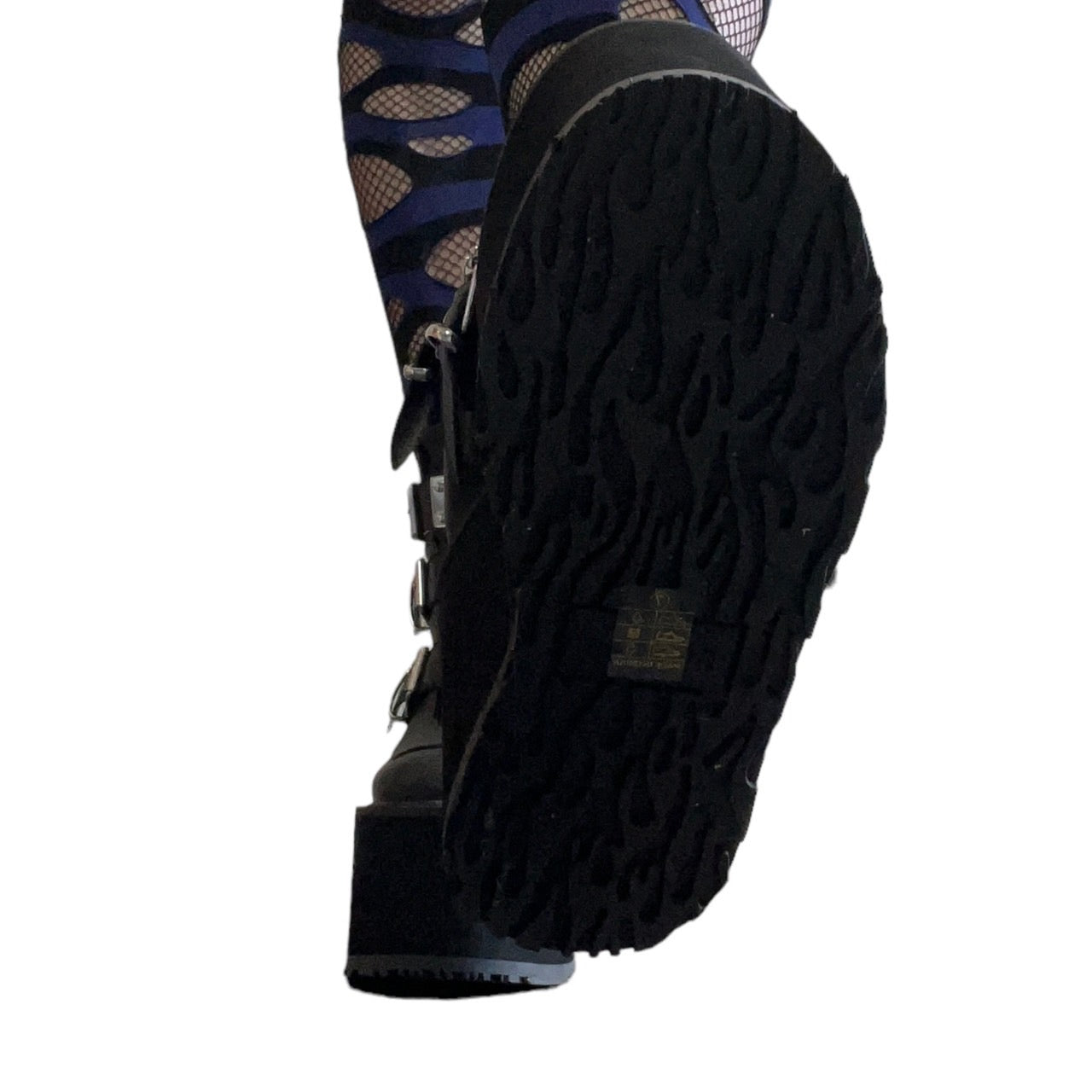【DEMONIA】3段メタルバックル厚底アンクルブーツ-US7(23.5-24cm)