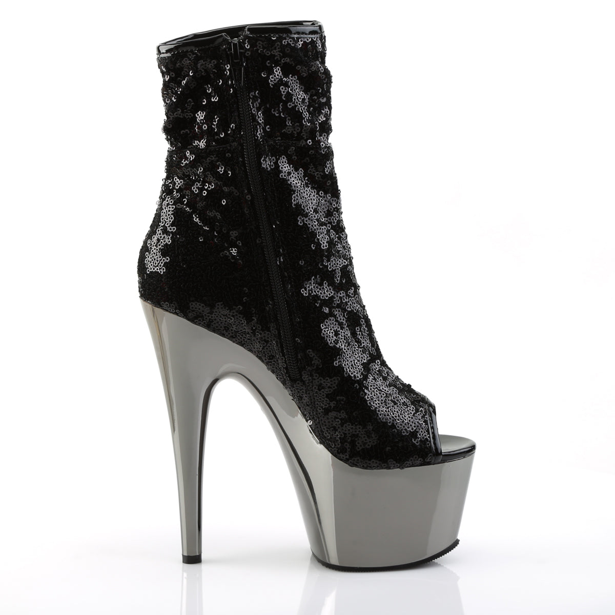 【PLEASER】ADORE-1008SQ シューズ Blk Sequins/Dark Pewter Chrome【取寄】