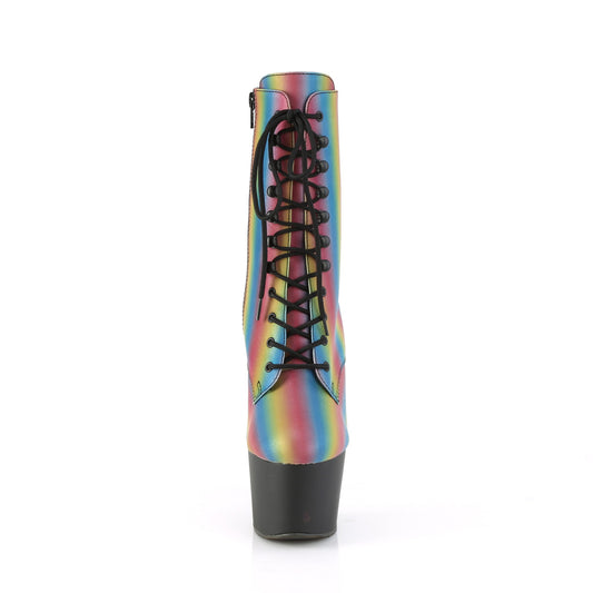 【PLEASER】ADORE-1020REFL-02 プラットフォームシューズ Rainbow Reflective/Blk Matte【取寄】
