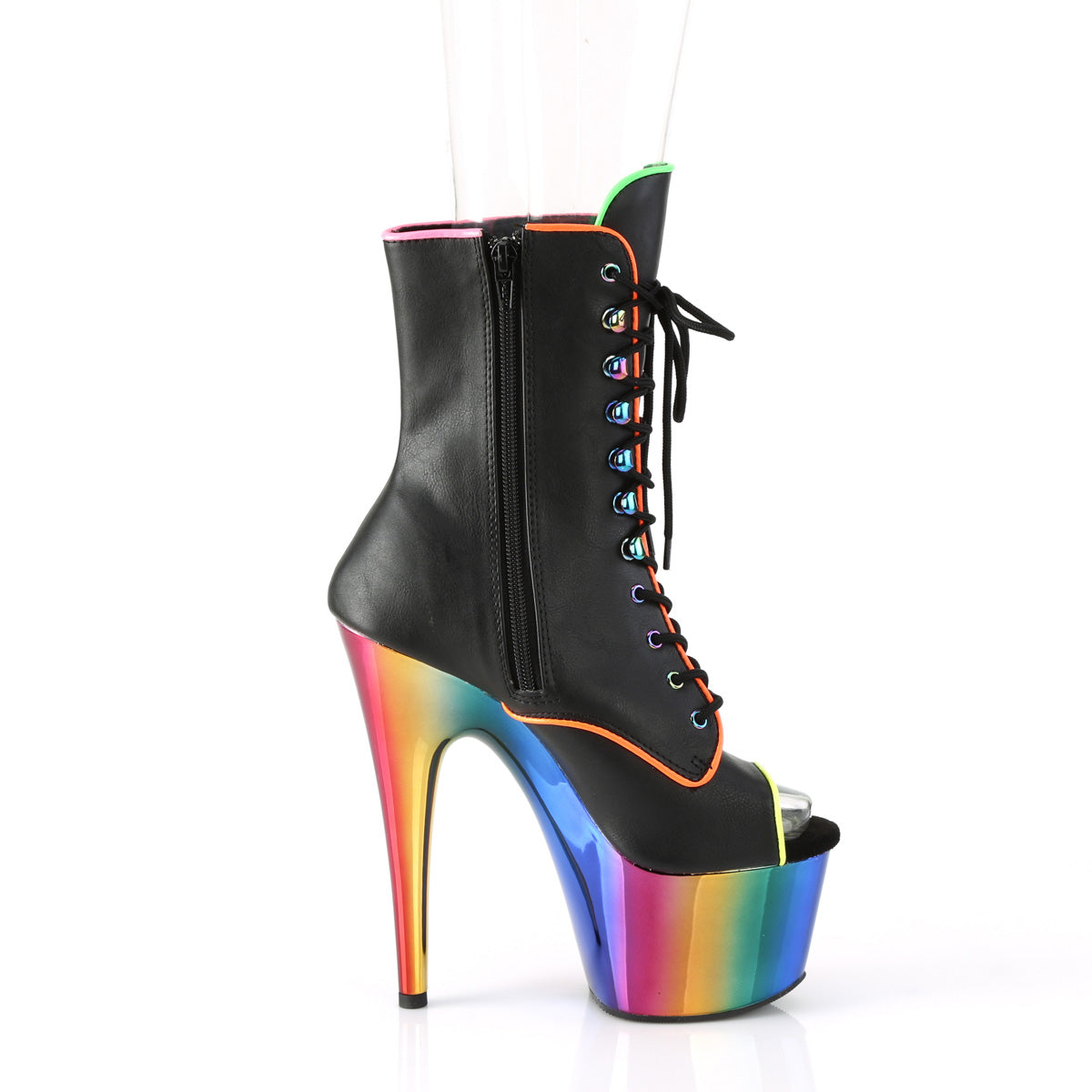 【PLEASER】ADORE-1021RC-02 シューズ Blk Faux Leather/Rainbow Chrome【取寄】