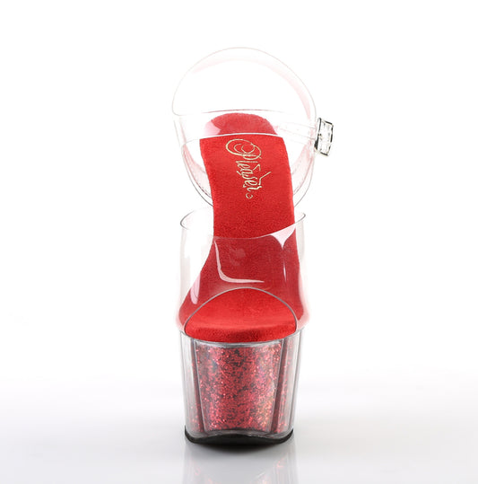 【PLEASER】ADORE-708G プラットフォームシューズ Clr/Red Glitter Inserts【取寄】