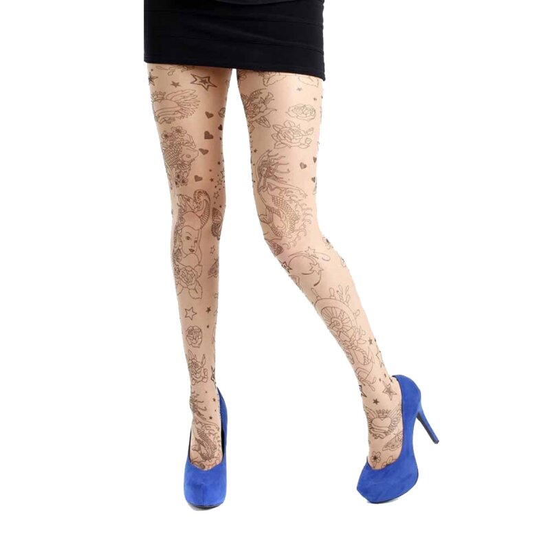【Pamela Mann】Tattoo Heart Tights*タトゥー柄シアーヌードタイツ