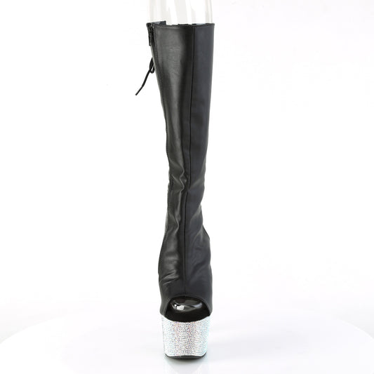 【PLEASER】BEJEWELED-2018-7 プラットフォームシューズ Blk Faux Leather/Slv AB RS【取寄】