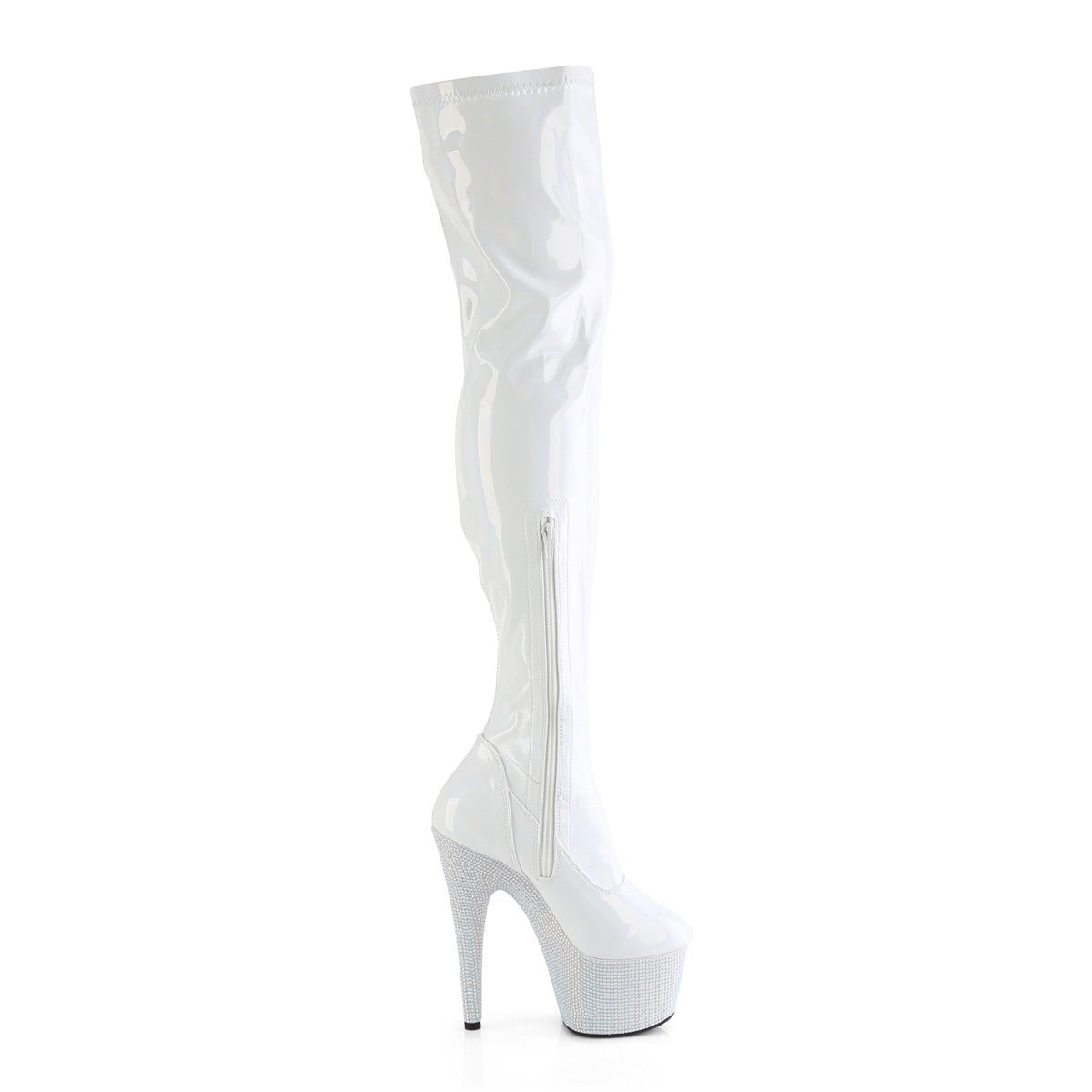 【PLEASER】BEJEWELED-3000-7 プラットフォームシューズ Wht Str Holo Pat/Wht RS【取寄】