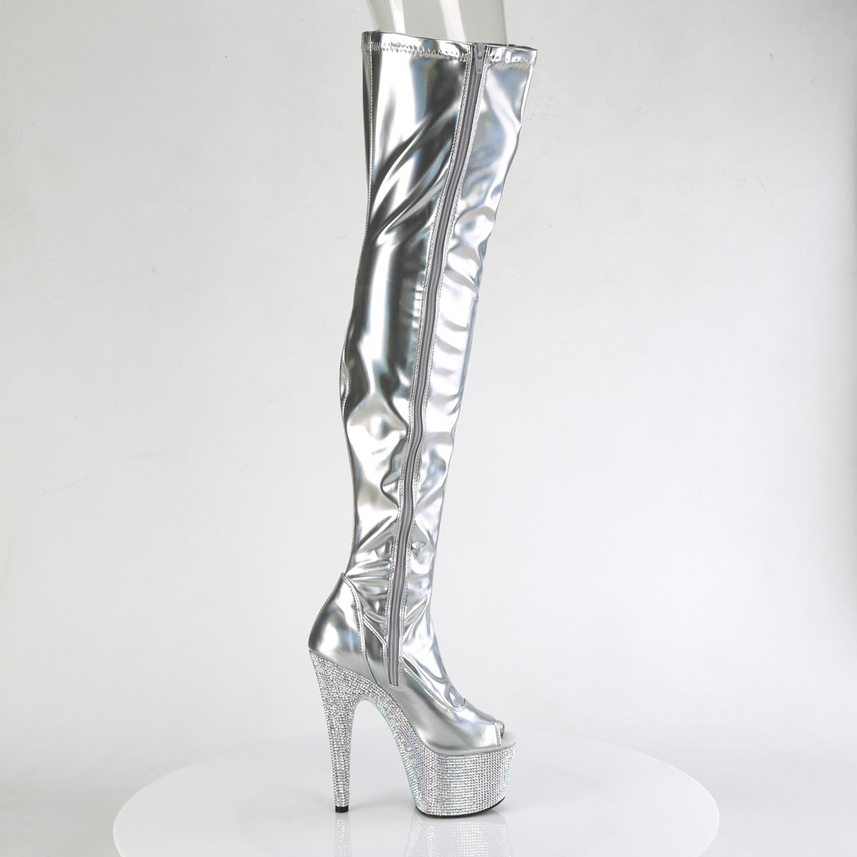 【PLEASER】BEJEWELED-3011-7 プラットフォームシューズ Slv Str Holo Pat/Slv AB RS【取寄】