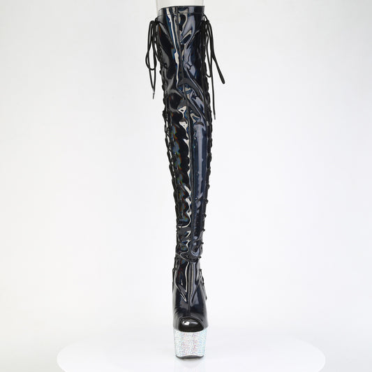 【PLEASER】BEJEWELED-3052HG-7 プラットフォームシューズ Blk Holo Pat/Slv Multi RS【取寄】