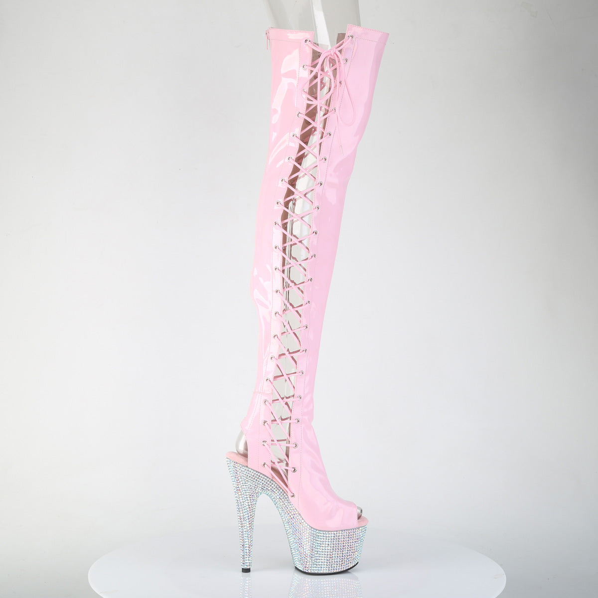 【PLEASER】BEJEWELED-3052HG-7 プラットフォームシューズ B. Pink Holo Pat/Slv AB RS【取寄】