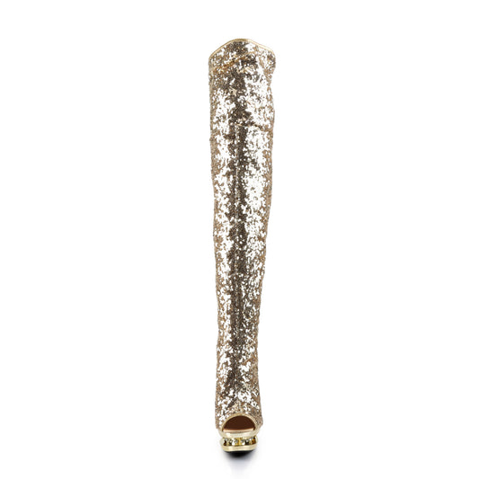 【PLEASER】BLONDIE-R-3011 プラットフォームシューズ Gold Sequins/Gold Chrome【取寄】