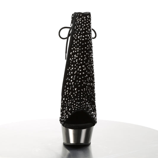 【PLEASER】DELIGHT-1018RS プラットフォームシューズ Blk Velvet-Pewter RS/ Pewter Chrome【取寄】
