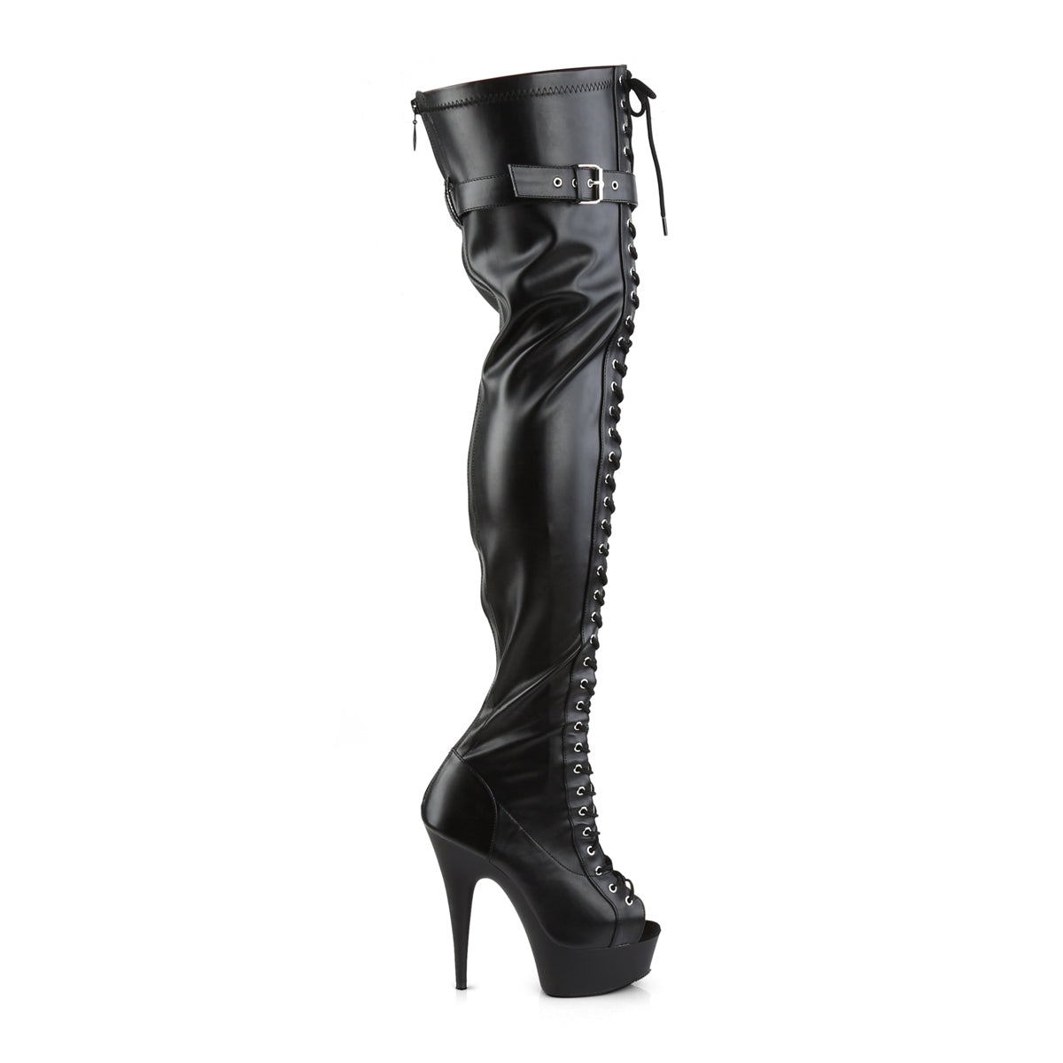 【PLEASER】DELIGHT-3025 シューズ Blk Str Faux Leather/Blk Matte【取寄】