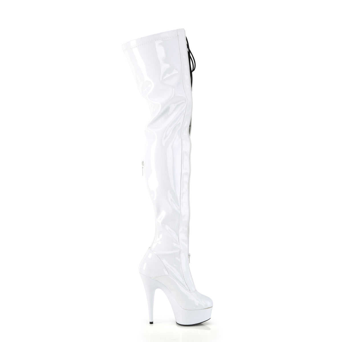 【PLEASER】DELIGHT-3027 プラットフォームシューズ Wht-Blk Str. Pat/Wht【取寄】