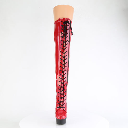 【PLEASER】DELIGHT-3029 プラットフォームシューズ Red Str Hologram Pat/Blk Matte【取寄】