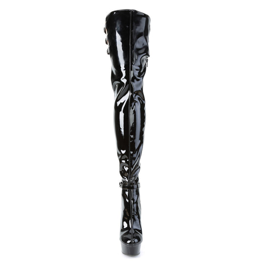 【PLEASER】DELIGHT-3055 プラットフォームシューズ Blk Stretch Pat/Blk【取寄】