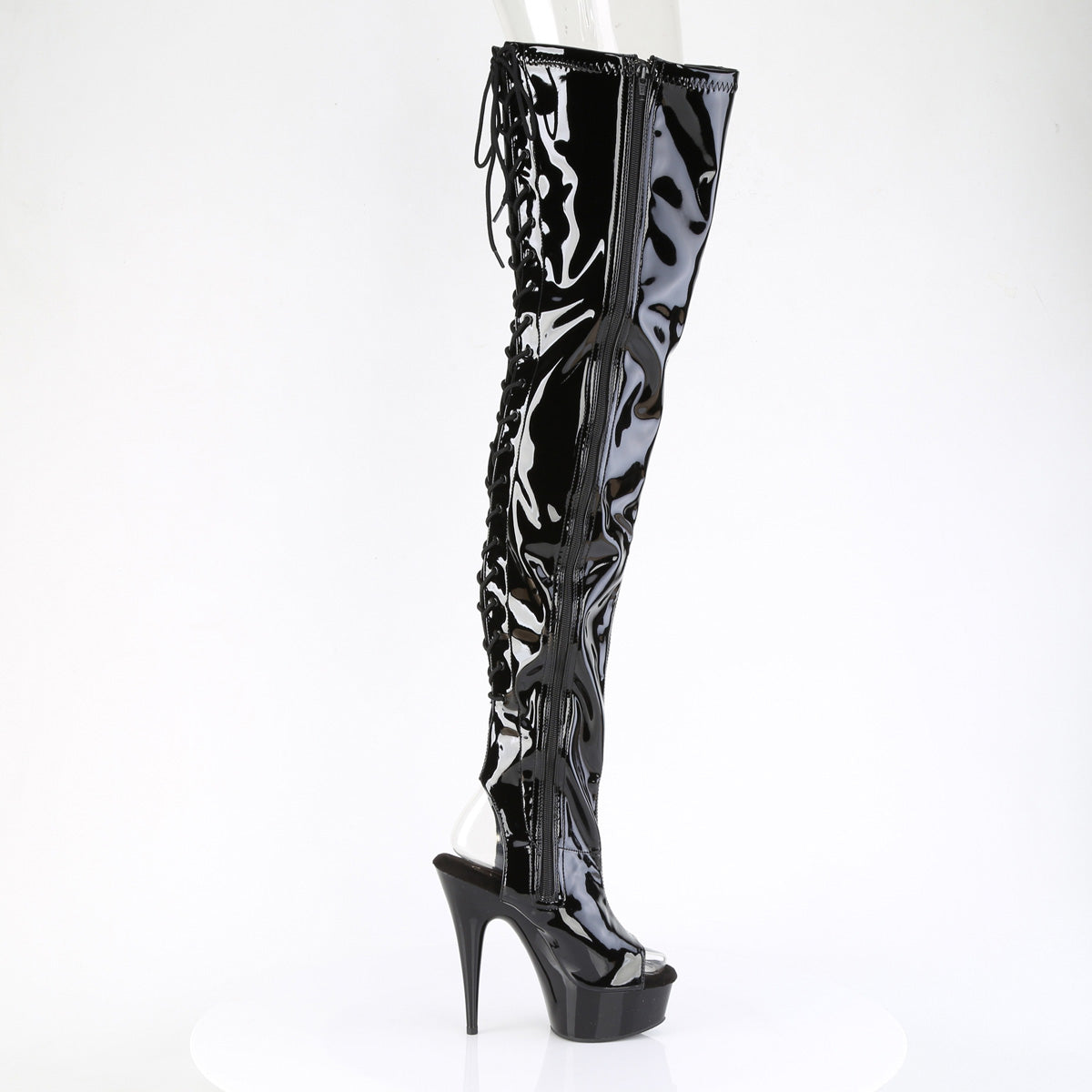 【PLEASER】DELIGHT-4017 プラットフォームシューズ Blk Str Pat/Blk【取寄】