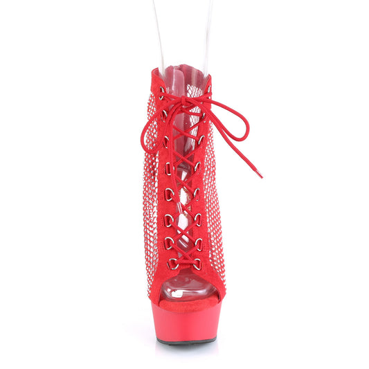 【PLEASER】DELIGHT-600-33RM プラットフォームシューズ Red Faux Suede-RS Mesh/Red Matte【取寄】