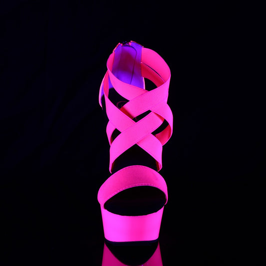【PLEASER】DELIGHT-669UV プラットフォームシューズ Neon H. Pink Elastic Band-Pat/Neon H. P.【取寄】