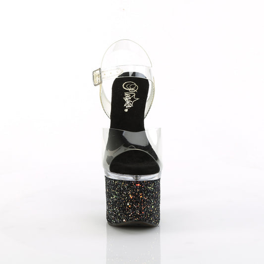【PLEASER】ESTEEM-708LG プラットフォームシューズ Clr/Clr-Blk Multi Glitter【取寄】
