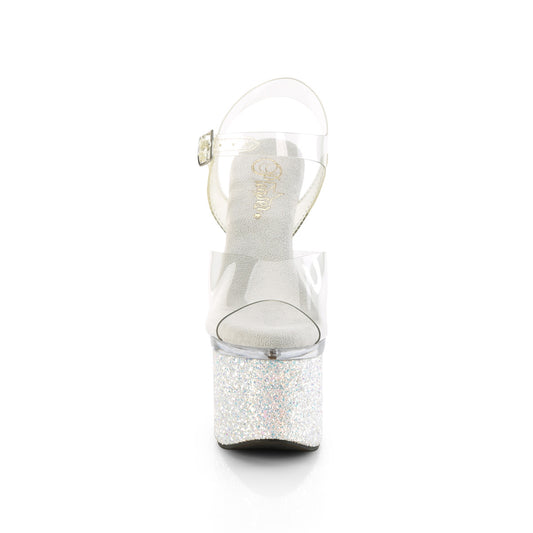 【PLEASER】ESTEEM-708LG プラットフォームシューズ Clr/Clr-Wht Multi Glitter【取寄】